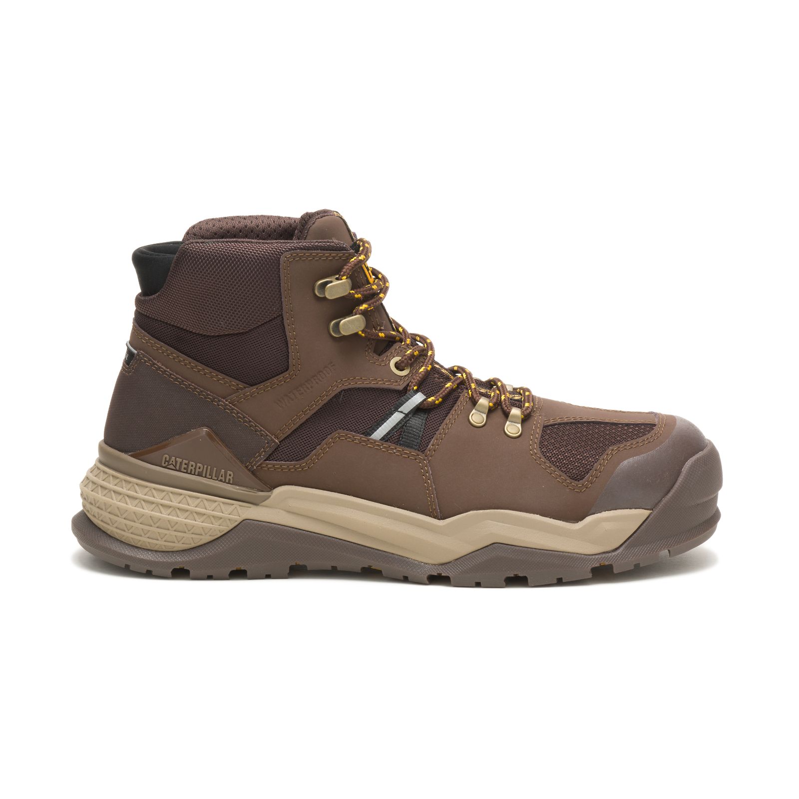 Men's Caterpillar Provoke Mid Waterproof Alloy Toe Work Boots Chocolate Ireland WXAC79162